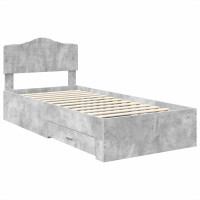 Produktbild för Sängram med huvudgavel Betonggrå 70 x 190 cm Konstruerat trä
