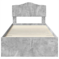 Produktbild för Sängram med huvudgavel Betonggrå 70 x 190 cm Konstruerat trä
