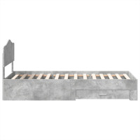 Produktbild för Sängram med huvudgavel Betonggrå 70 x 190 cm Konstruerat trä