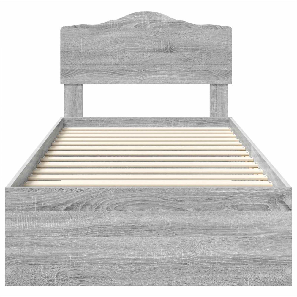 Produktbild för Sängram med huvudgavel Grå Sonoma 70 x 190 cm Konstruerat trä