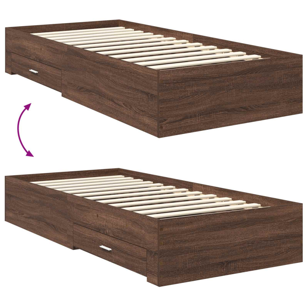 Produktbild för Sängram med huvudgavel Brun Ek 70 x 190 cm Konstruerat trä