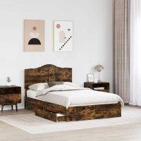 Produktbild för Förvaringssäng med låda Rökt ek 135 x 190 cm Konstruerat trä