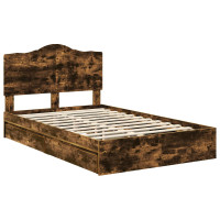 Produktbild för Förvaringssäng med låda Rökt ek 135 x 190 cm Konstruerat trä