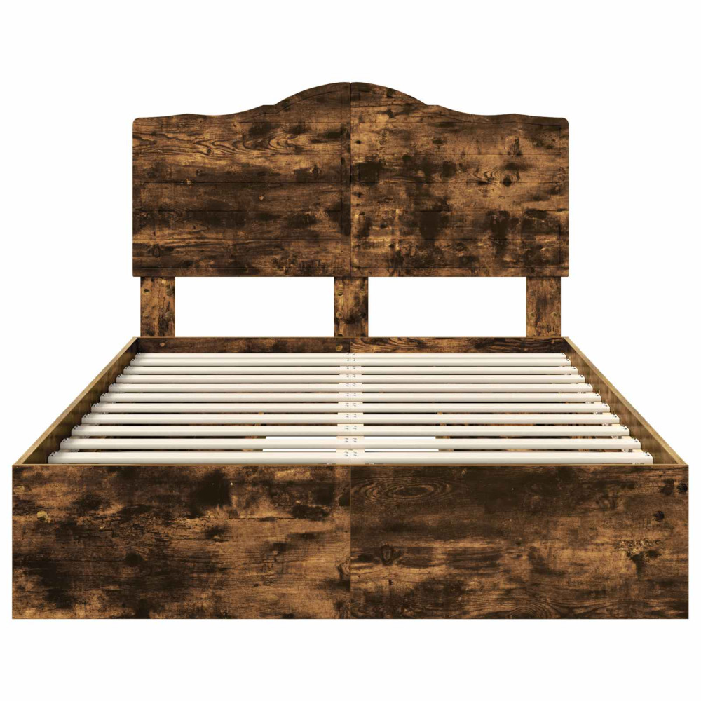 Produktbild för Förvaringssäng med låda Rökt ek 135 x 190 cm Konstruerat trä