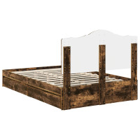 Produktbild för Förvaringssäng med låda Rökt ek 135 x 190 cm Konstruerat trä
