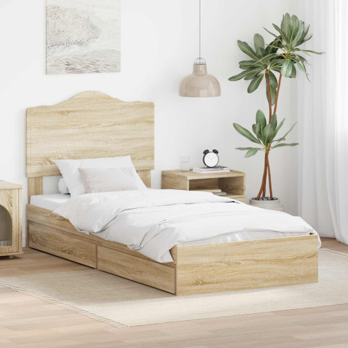vidaXL Förvaringssäng med låda Sonoma-ek 70 x 190 cm Konstruerat trä - Sängar & Sängramar