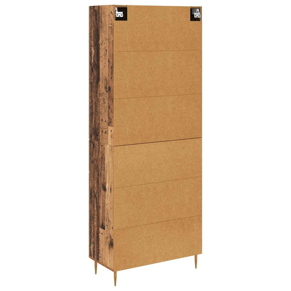Produktbild för Skåp med låda Gammalt trä 69,5 x 34 x 180 cm Konstruerat trä