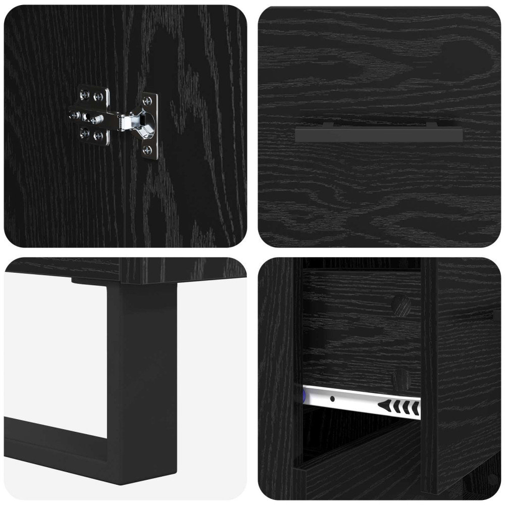 Produktbild för Skåp 2 pcs Svart Ek 69,5 x 34 x 180 cm Konstruerat trä och glas