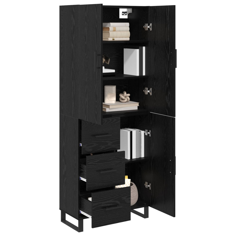 Produktbild för Skåp 2 pcs Svart Ek 69,5 x 34 x 180 cm Konstruerat trä och glas
