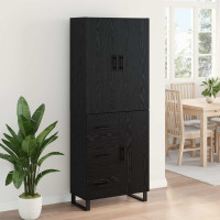 Produktbild för Skåp 2 pcs Svart Ek 69,5 x 34 x 180 cm Konstruerat trä och glas