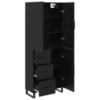 Produktbild för Skåp 2 pcs Svart Ek 69,5 x 34 x 180 cm Konstruerat trä och glas