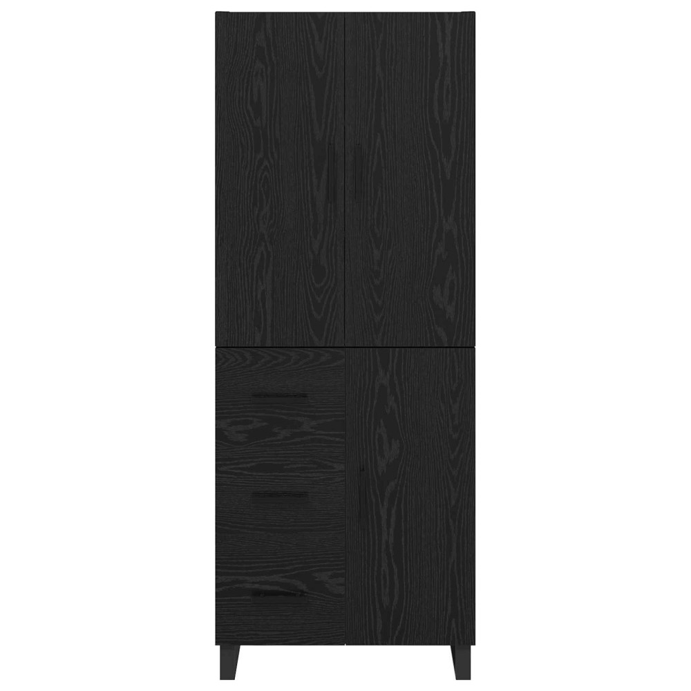 Produktbild för Skåp 2 pcs Svart Ek 69,5 x 34 x 180 cm Konstruerat trä och glas