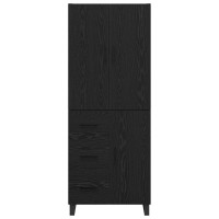 Produktbild för Skåp 2 pcs Svart Ek 69,5 x 34 x 180 cm Konstruerat trä och glas