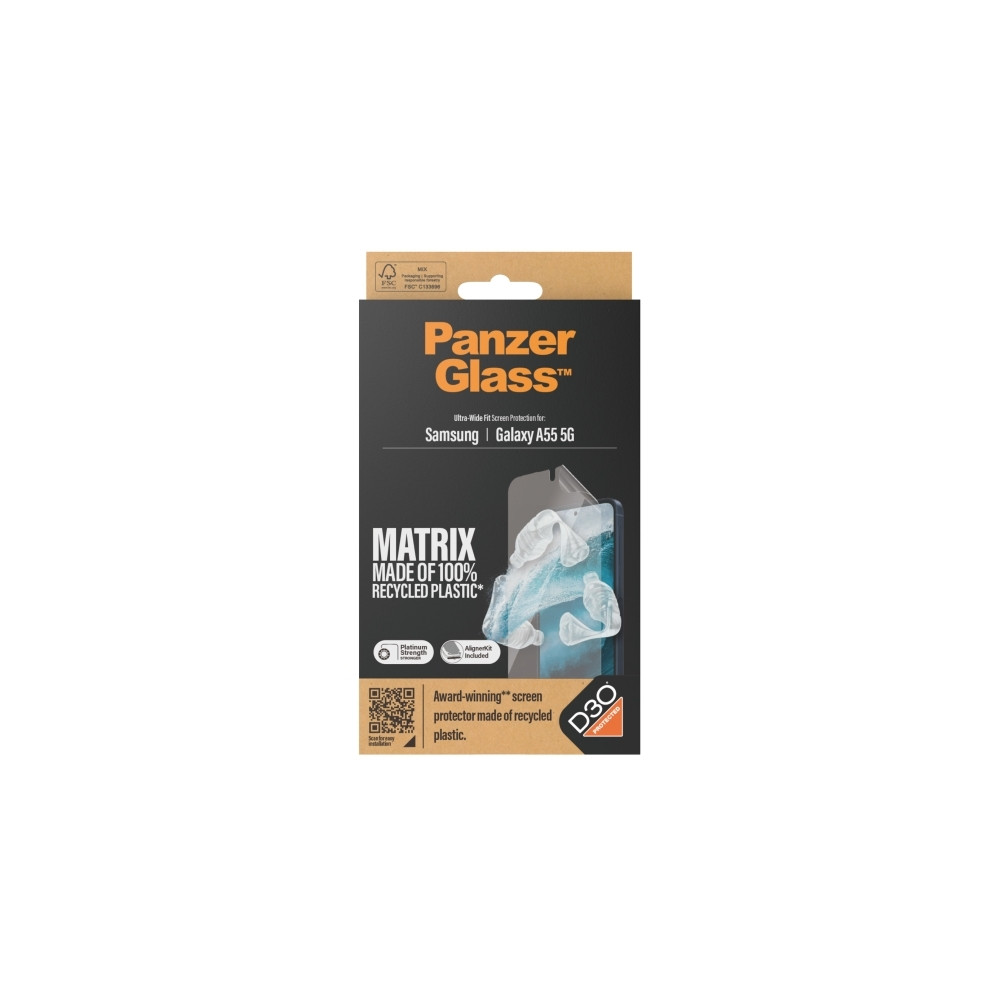 Produktbild för PanzerGlass Matrix - skärmskydd för mobiltelefon - ultrabred passning med AlignerKit