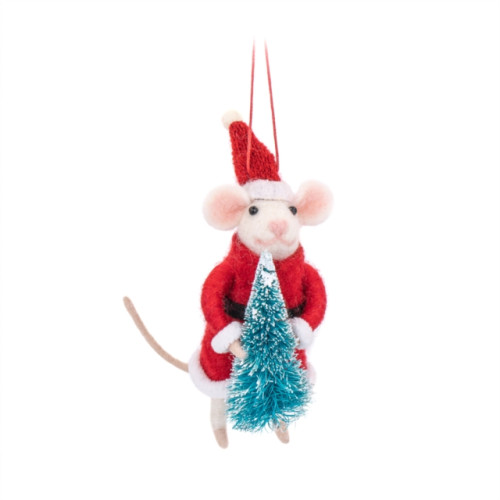 SASS & BELLE Santa Mouse with Tree Felt Decoration