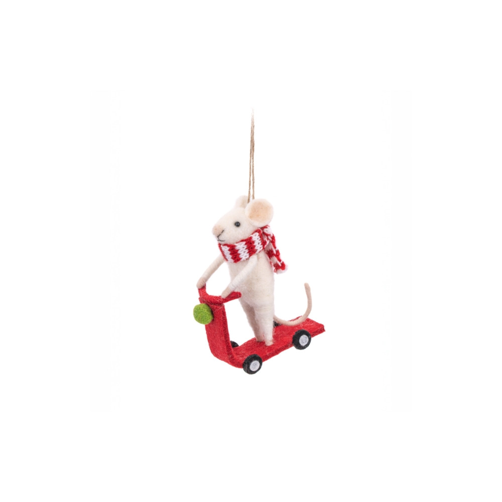 Produktbild för Fancy Mouse on a Scooter Felt Decoration