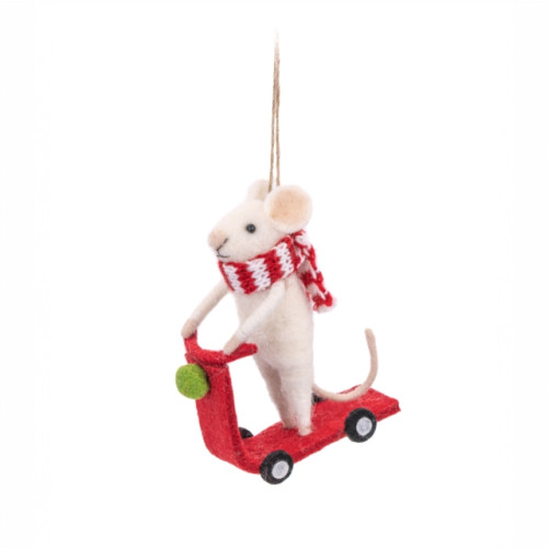 SASS & BELLE Fancy Mouse on a Scooter Felt Decoration