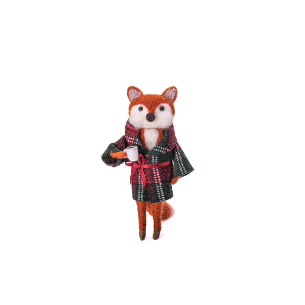 Produktbild för Fox in Tartan Dressing Gown Felt Decoration