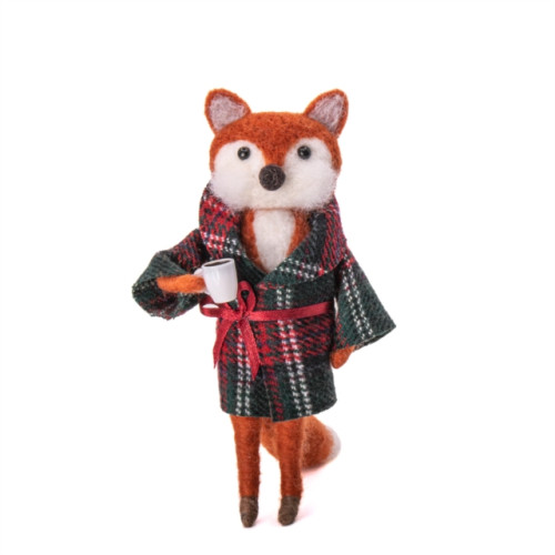 SASS & BELLE Fox in Tartan Dressing Gown Felt Decoration
