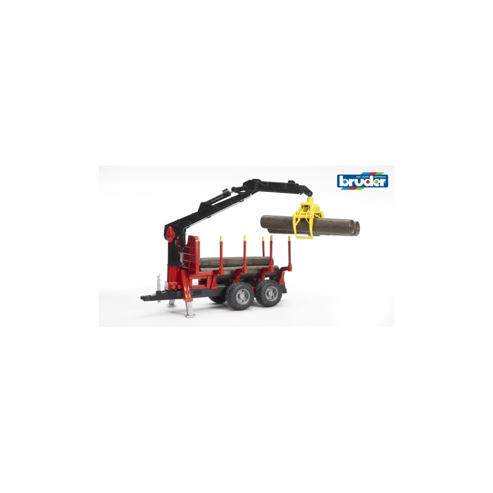 Produktbild för Bruder Forestry trailer with loading crane, 4 trunks and gra...