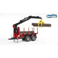Produktbild för Bruder Forestry trailer with loading crane, 4 trunks and gra...