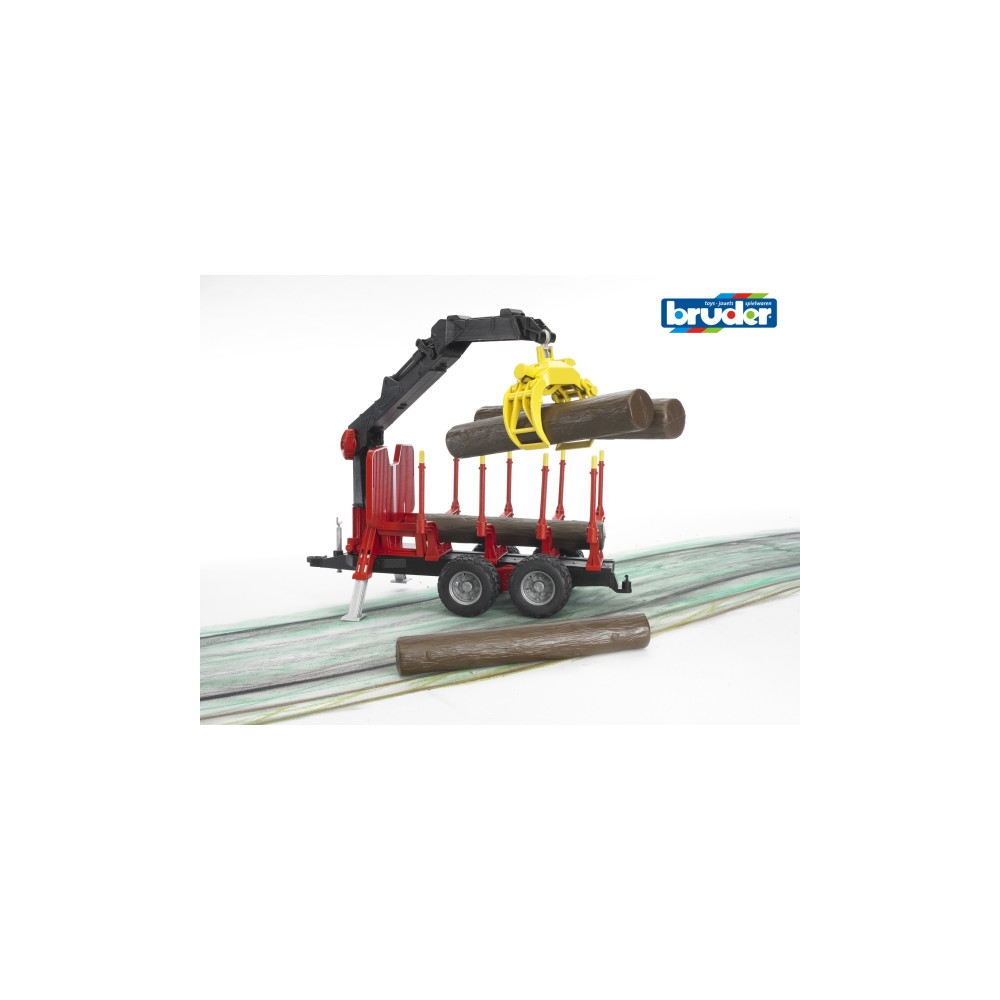 Produktbild för Bruder Forestry trailer with loading crane, 4 trunks and gra...