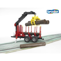 Produktbild för Bruder Forestry trailer with loading crane, 4 trunks and gra...