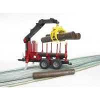 Produktbild för Bruder Forestry trailer with loading crane, 4 trunks and gra...