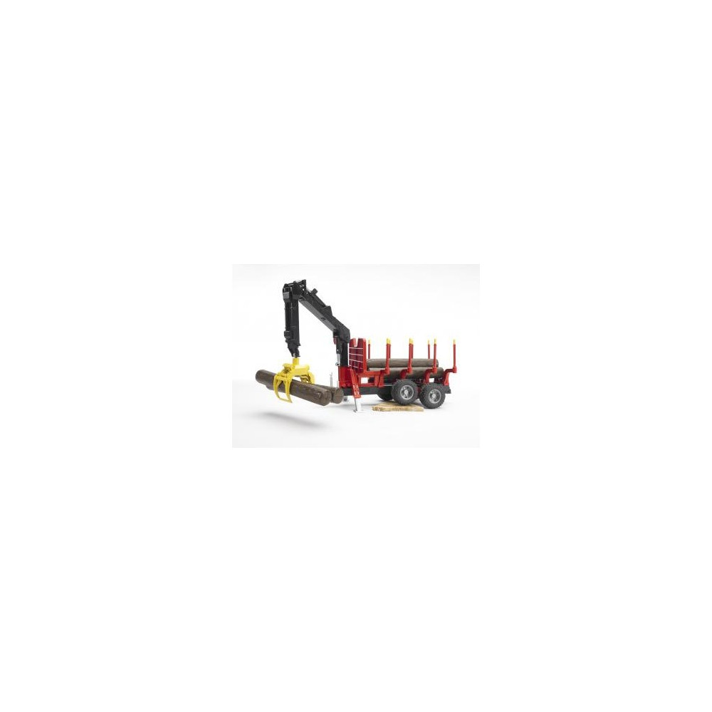 Produktbild för Bruder Forestry trailer with loading crane, 4 trunks and gra...