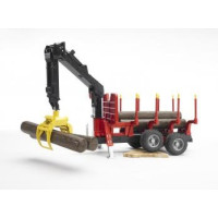 Produktbild för Bruder Forestry trailer with loading crane, 4 trunks and gra...