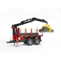 Produktbild för Bruder Forestry trailer with loading crane, 4 trunks and gra...
