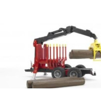 Produktbild för Bruder Forestry trailer with loading crane, 4 trunks and gra...