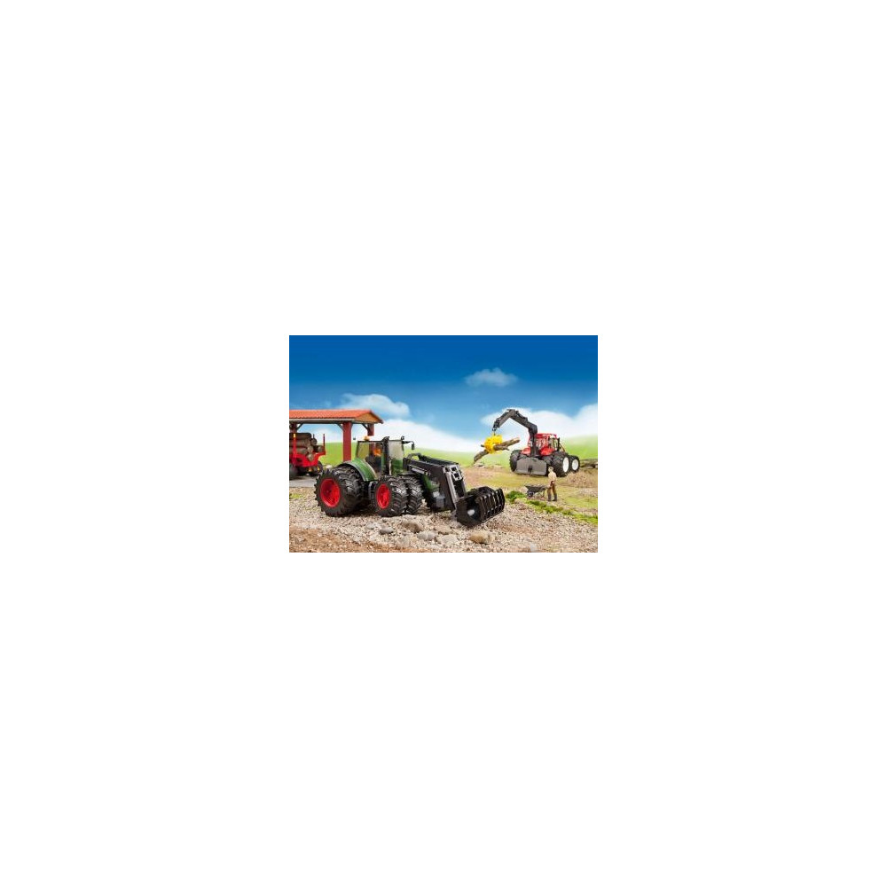 Produktbild för Bruder Forestry trailer with loading crane, 4 trunks and gra...