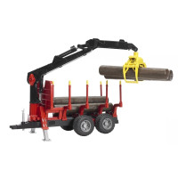 Produktbild för Bruder Forestry trailer with loading crane, 4 trunks and gra...