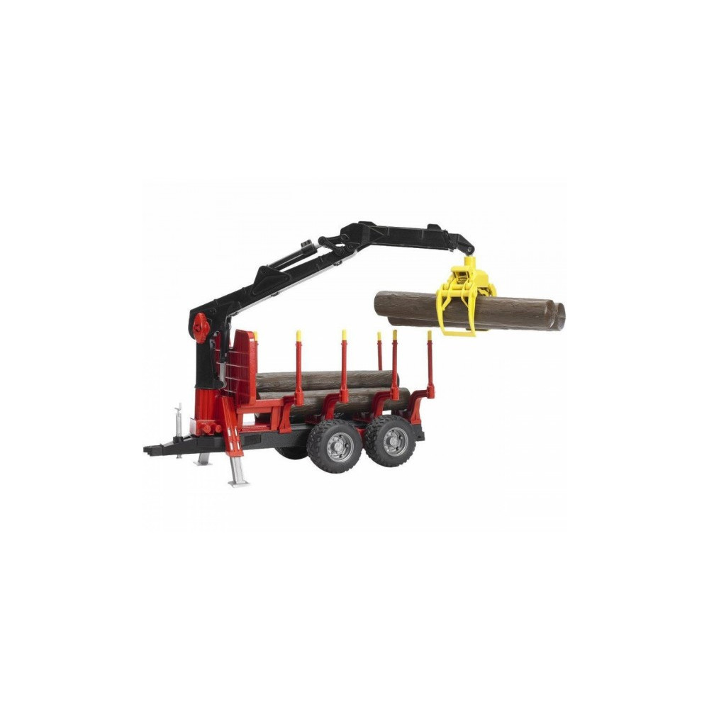 Produktbild för Bruder Forestry trailer with loading crane, 4 trunks and gra...