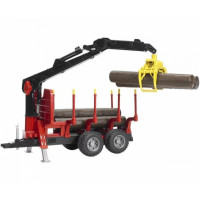 Produktbild för Bruder Forestry trailer with loading crane, 4 trunks and gra...