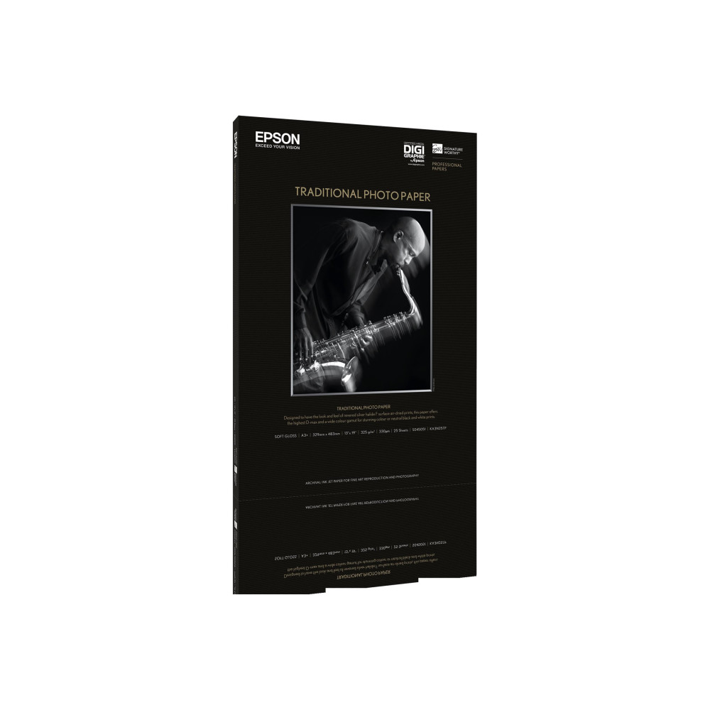 Produktbild för Epson Traditional Photo Paper - fotopapper - 25 ark - A2 - 330 g/m²