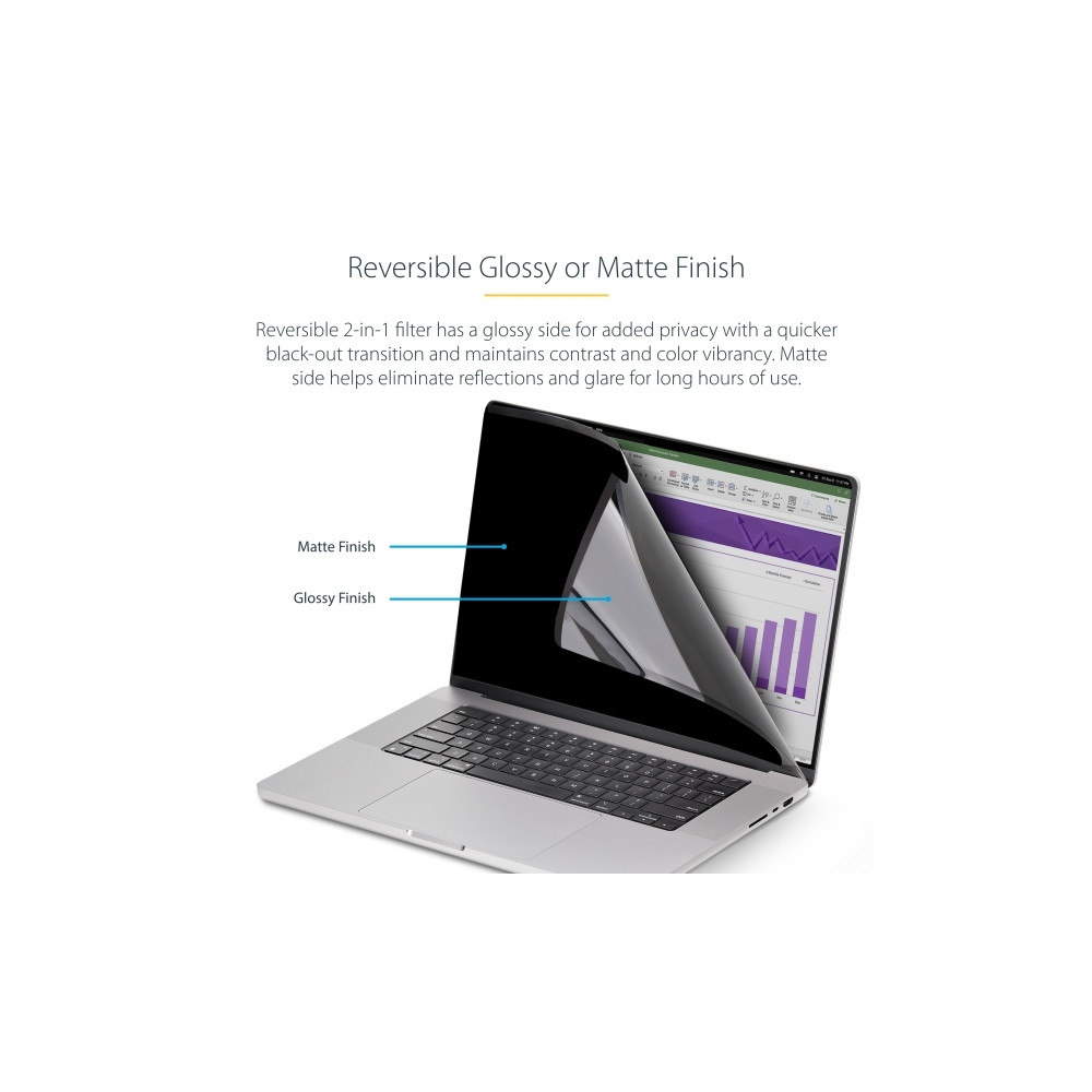 Produktbild för StarTech.com 15-inch MacBook Air 2023 Laptop Privacy Screen, Removable and Reversible Anti-Glare Privacy Filter, Magnetic Laptop Screen Protector with +/- 30 Deg. Viewing Angle - 51% Blue Light Reduction (15MAM-PRIVACY-SCREEN) - sekretessfilter till bärba
