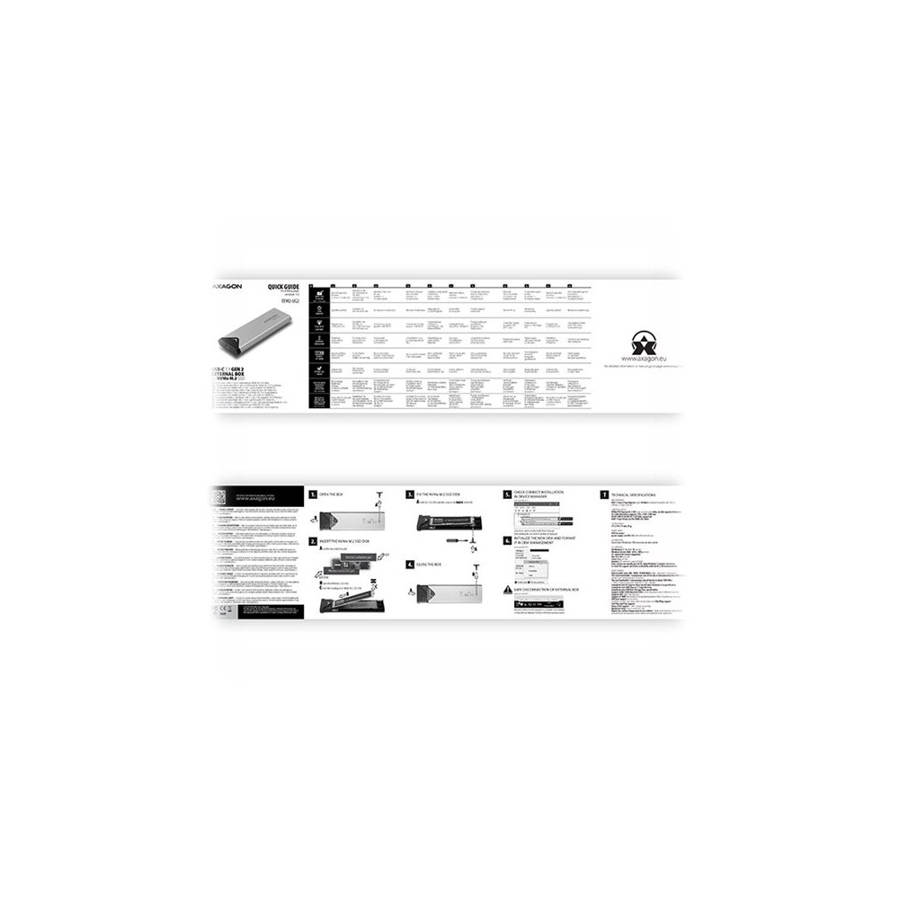Produktbild för AXAGON EEM2-UG2 - förvaringslåda - M.2 NVMe Card / PCIe (NVMe) - USB 3.2 (Gen 2)