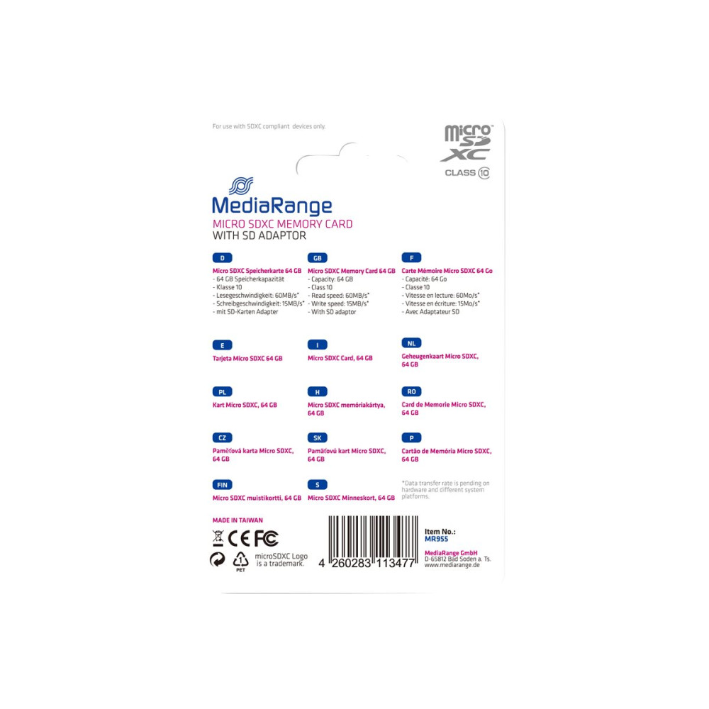 Produktbild för MediaRange - flash-minneskort - 64 GB - microSDXC