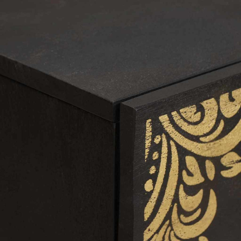 Produktbild för Sideboard med låda 2 pcs Svart 60 x 33 x 75 cm Massivt mangoträ