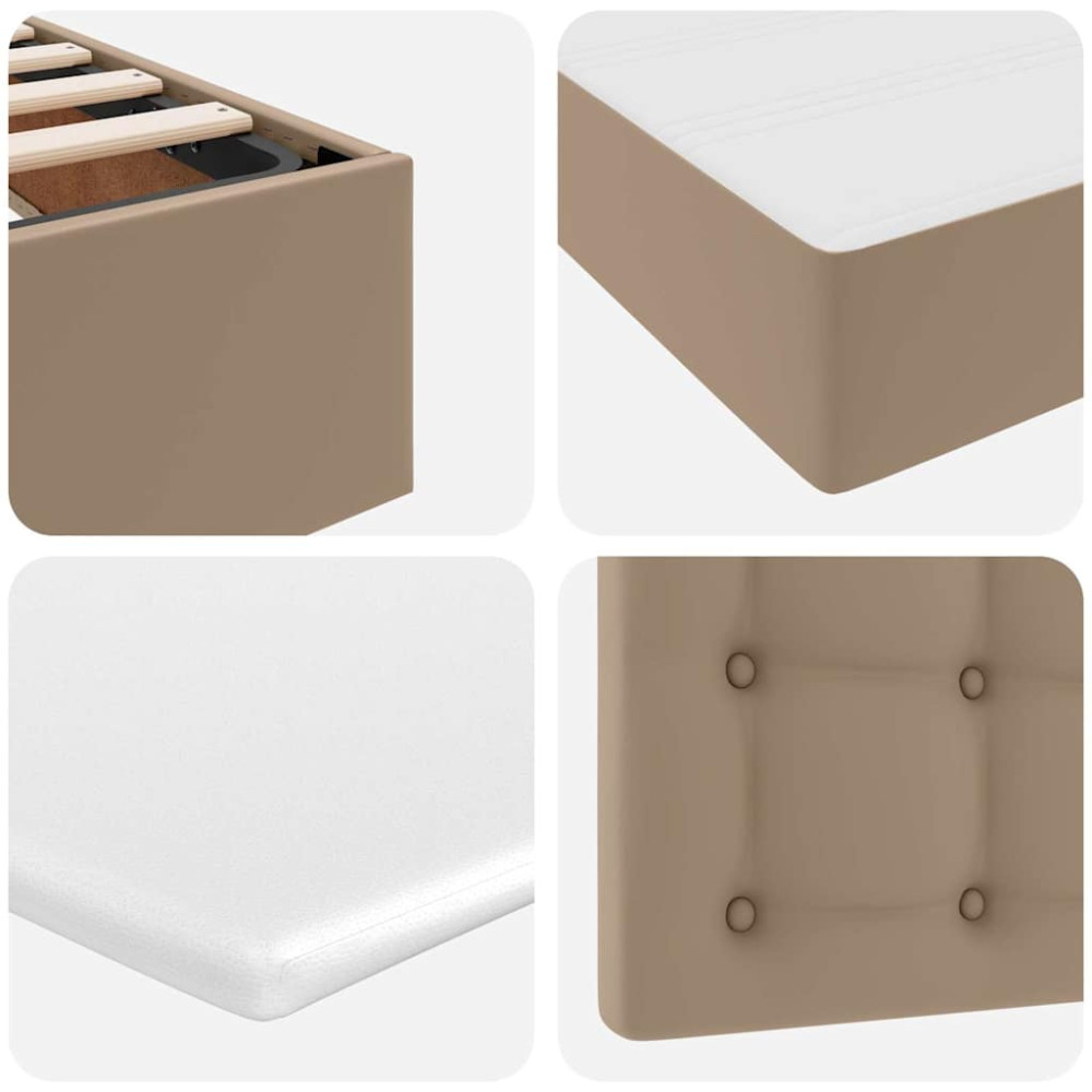 Produktbild för Förvaringssäng med huvudgavel Cappucino 120 x 200 cm Konstläder