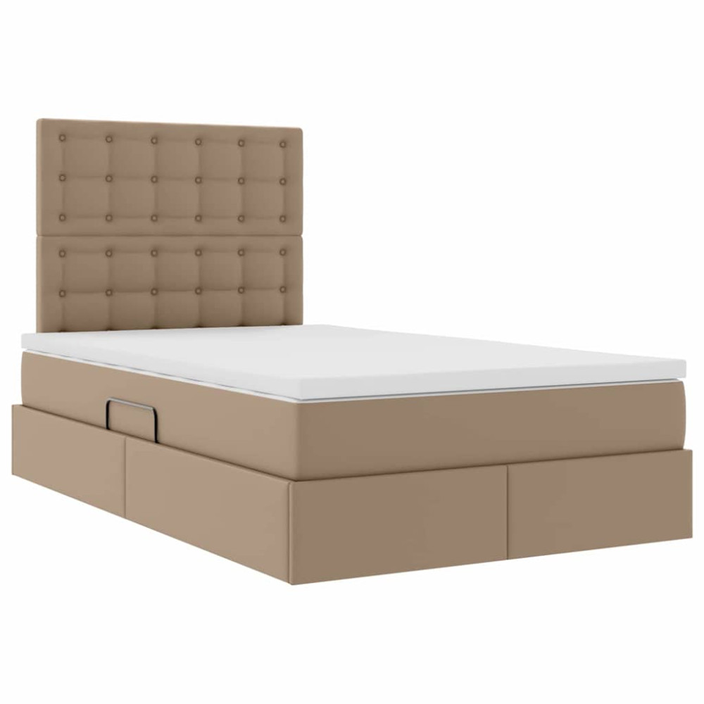 Produktbild för Förvaringssäng med huvudgavel Cappucino 120 x 200 cm Konstläder