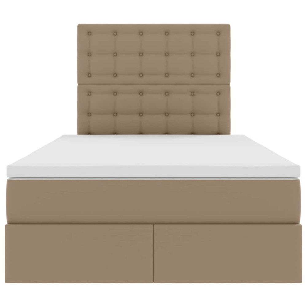 Produktbild för Förvaringssäng med huvudgavel Cappucino 120 x 200 cm Konstläder