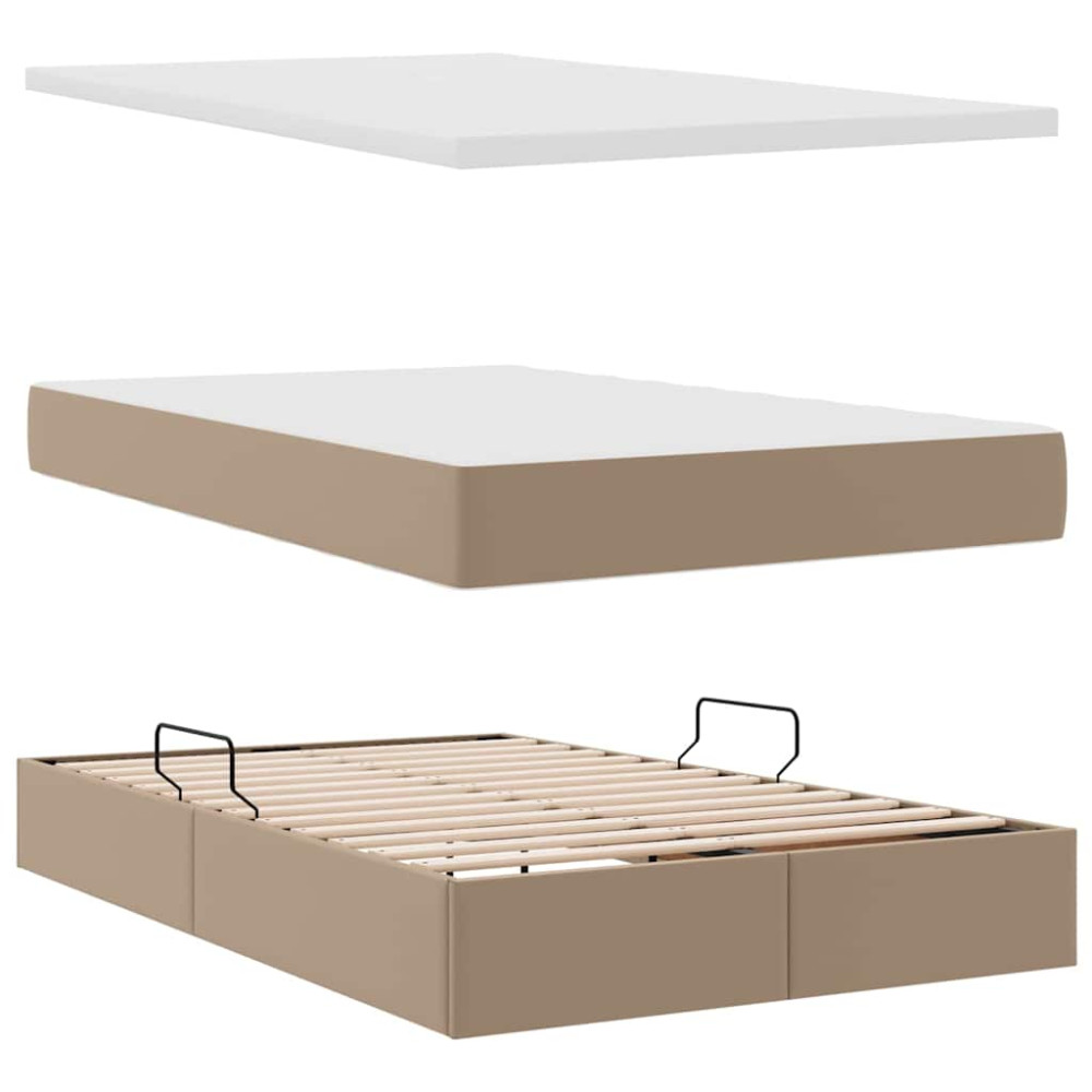 Produktbild för Förvaringssäng med huvudgavel Cappucino 120 x 200 cm Konstläder