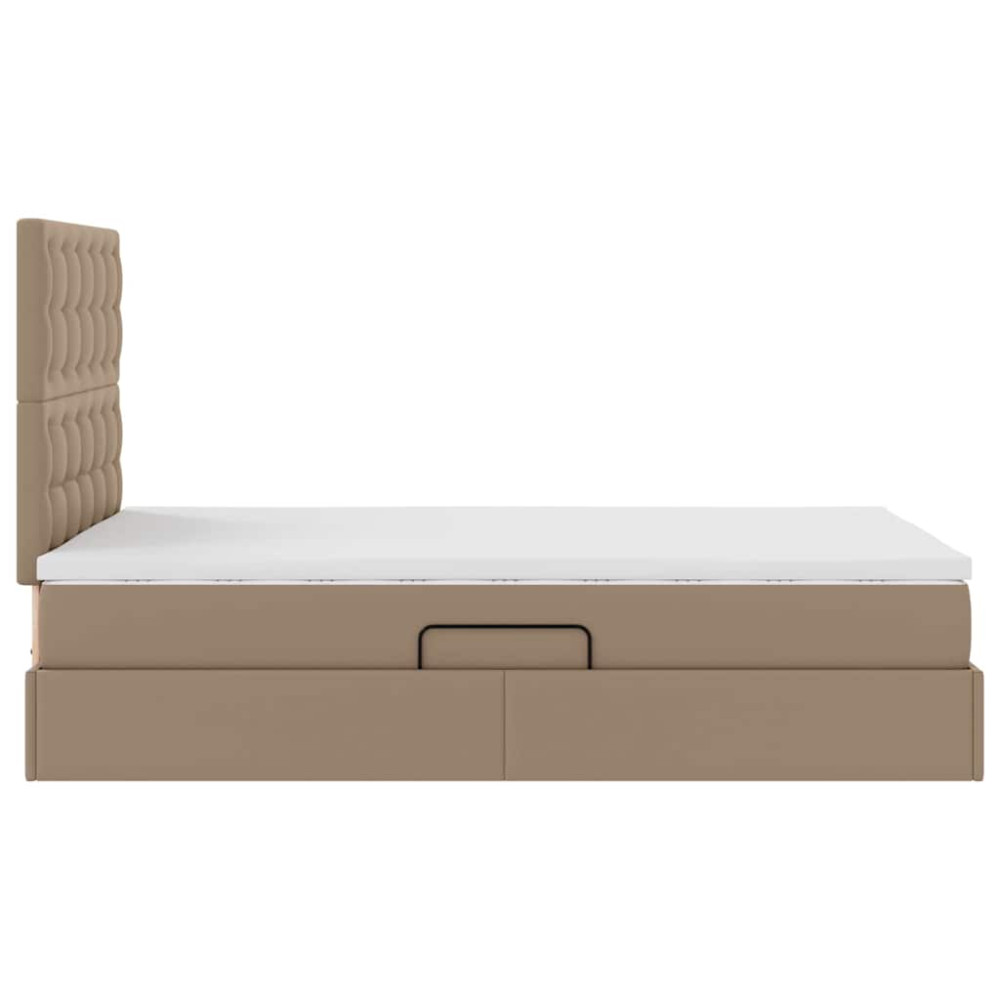 Produktbild för Förvaringssäng med huvudgavel Cappucino 120 x 200 cm Konstläder