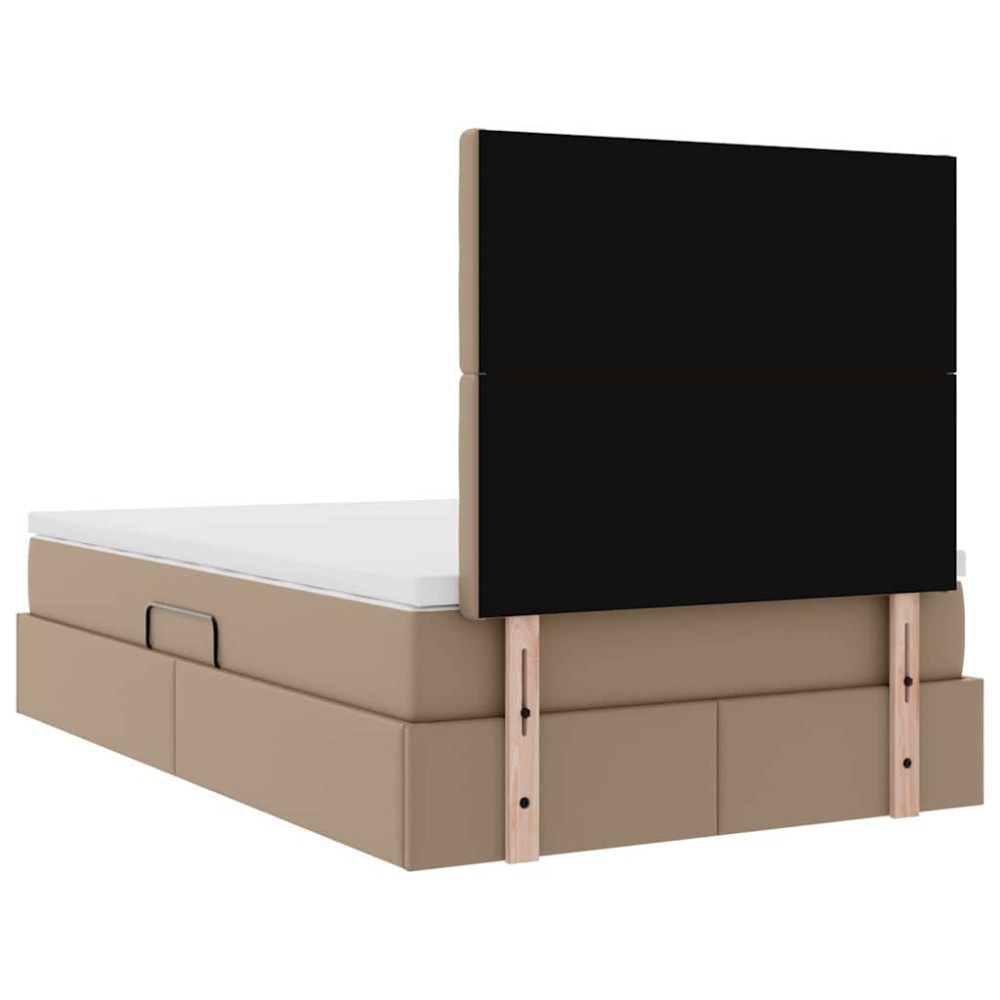 Produktbild för Förvaringssäng med huvudgavel Cappucino 120 x 200 cm Konstläder