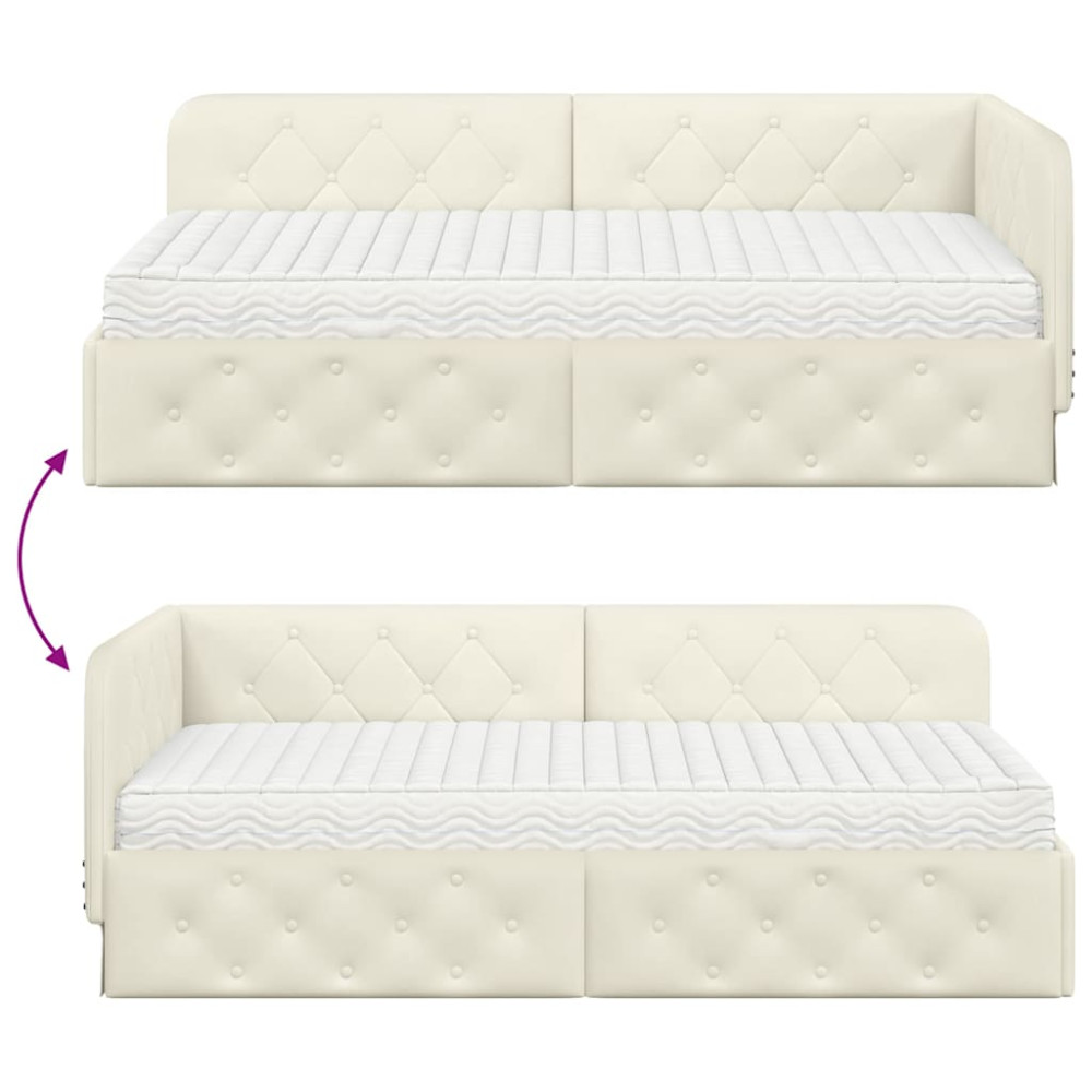 Produktbild för Hörn Sängram Kräm 100 x 200 cm Sammet