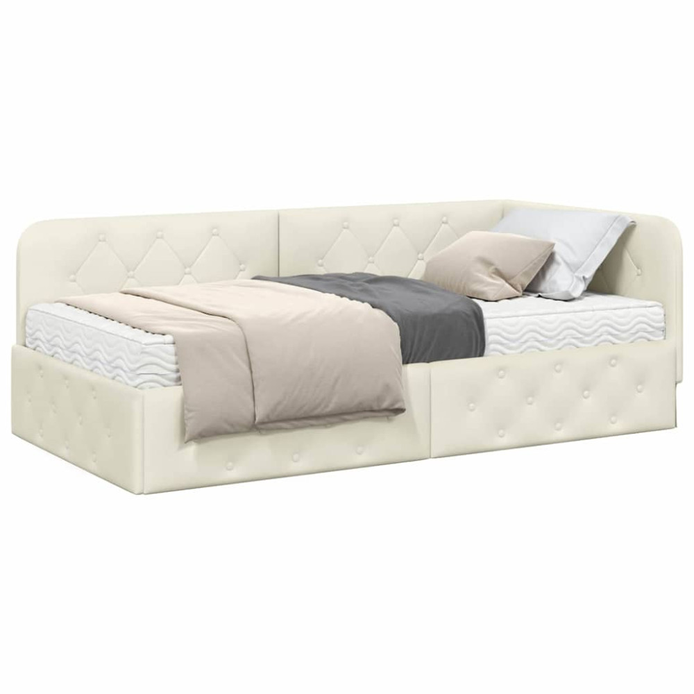 Produktbild för Hörn Sängram Kräm 100 x 200 cm Sammet