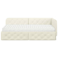 Produktbild för Hörn Sängram Kräm 100 x 200 cm Sammet